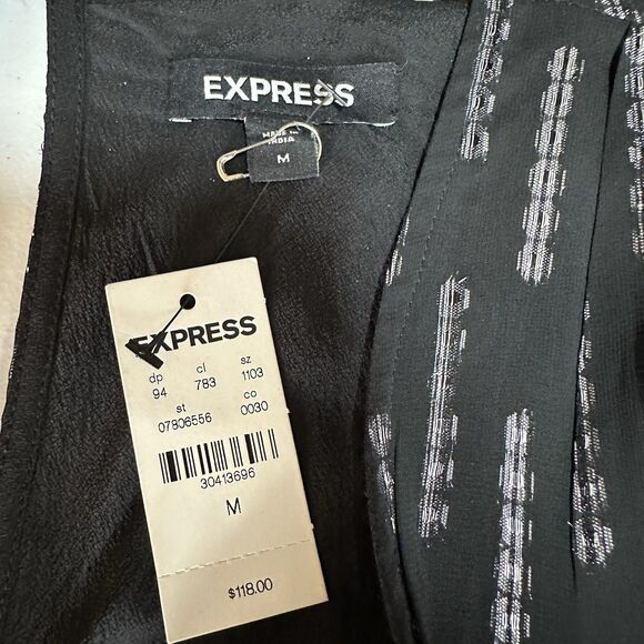 Express Dress Medium Black Silver Midi Cocktail Party Wedding Guest Elegant $118 - Picture 6 of 9
